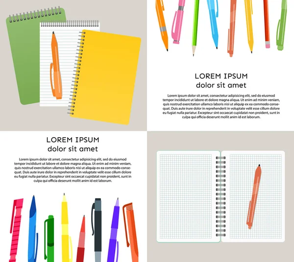 Illustration à quatre vecteurs avec carnets — Image vectorielle