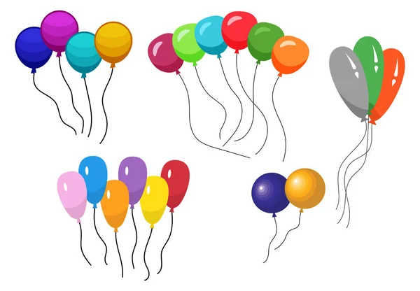 Bando de balões de hélio de várias cores — Vetor de Stock