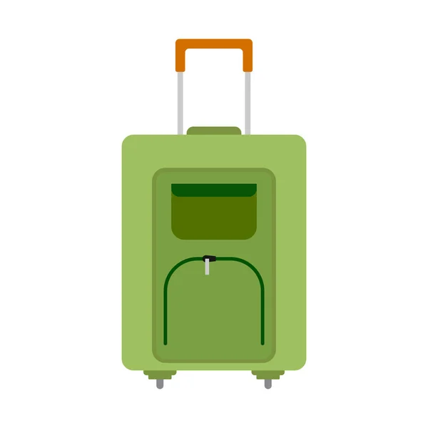 Bolsa de viaje verde con ruedas y equipaje — Vector de stock