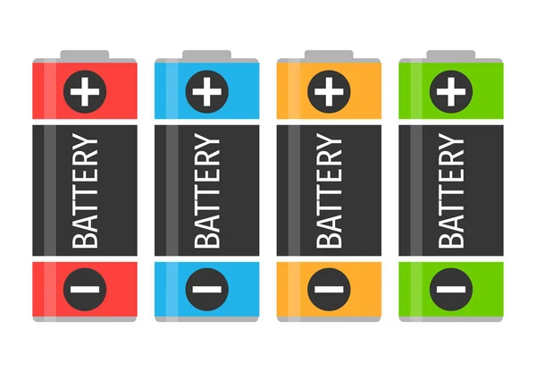 Un set di quattro batterie colorate — Vettoriale Stock