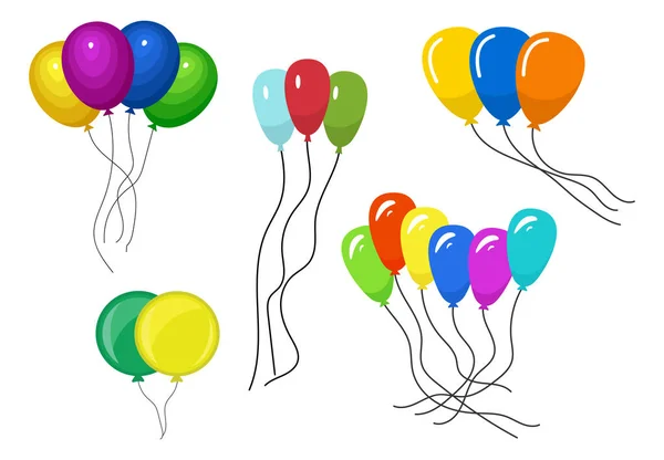 Bouquets de plusieurs ballons d'hélium de couleur — Image vectorielle