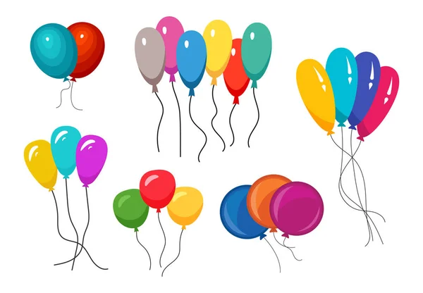 Manojos de varios globos de helio de color — Archivo Imágenes Vectoriales