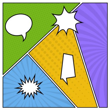 Renkli çizgi roman sayfa arka planda pop sanat