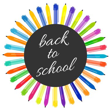 Çok renkli kalemler Herkesdaire oluşturacak şekilde yerleştirilen bir dizi