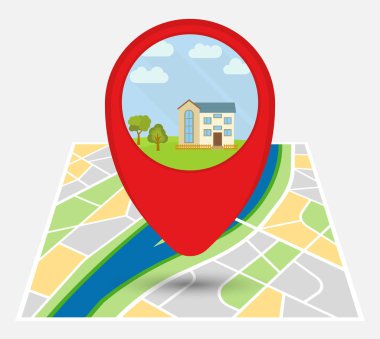 Bağlantısı olan hayali bir şehir haritası