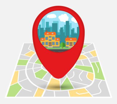 Bağlantısı olan hayali bir şehir haritası