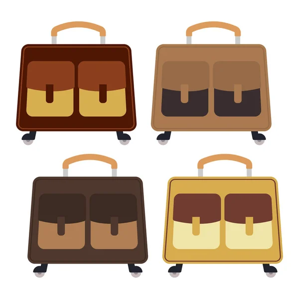 Set mit vier bunten Reisetaschen auf Rädern — Stockvektor