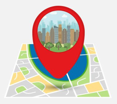 Bağlantısı olan hayali bir şehir haritası