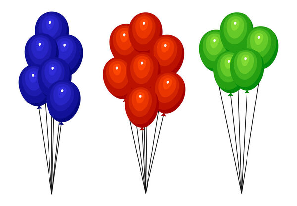 Bunches of several colour helium balloons