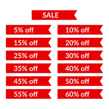 Kırmızı satış şerit ile iskonto değerleri ayarla