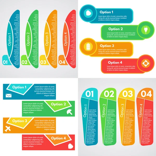 Sada čtyř krok za krokem infografika designu — Stockový vektor