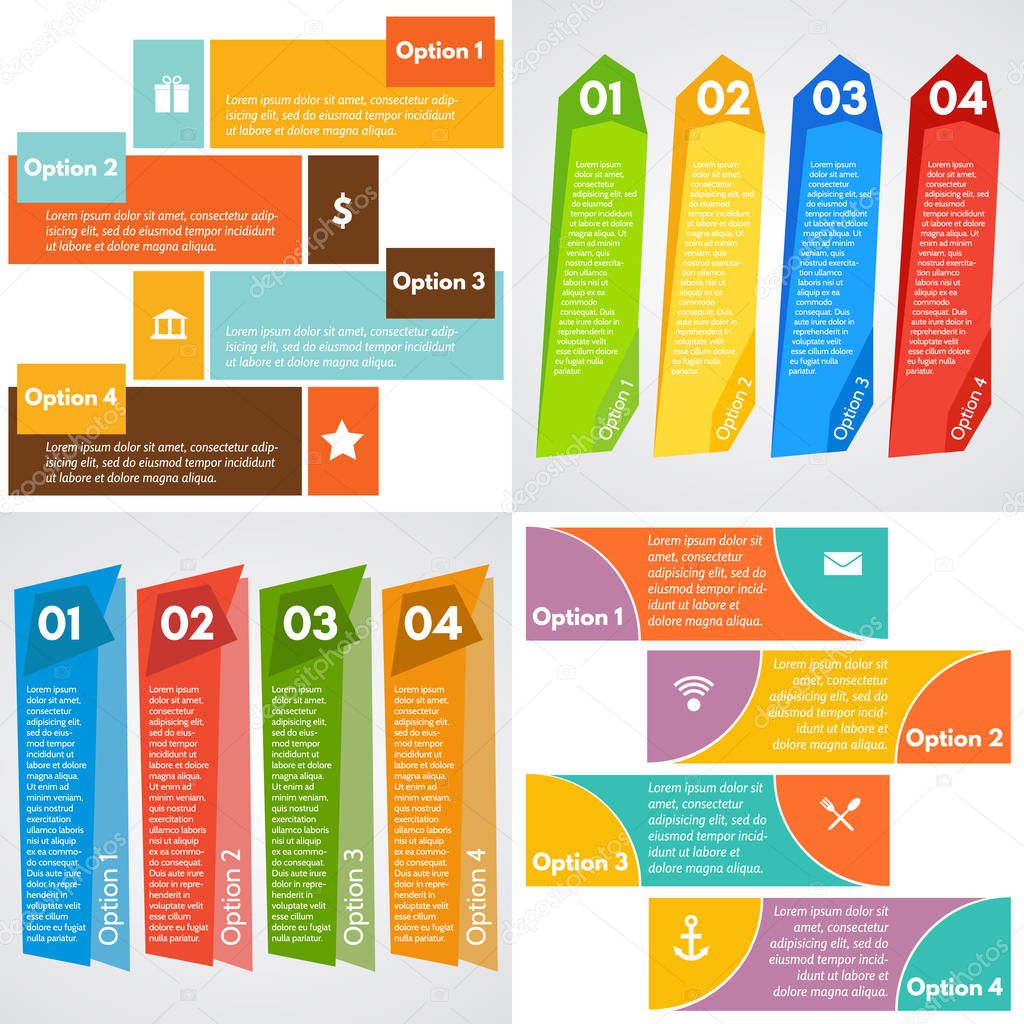 Set of four step by step infographic design template