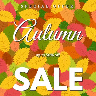 Sonbahar yaprakları ve bir yazıt sonbahar satış arka plan