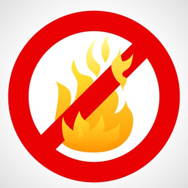 Alev ateş etmek kırmızı yasağı işaretiyle