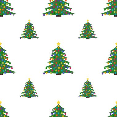 Noel topları ve üst'nda bir yıldız ile Noel ağacı ile Seamless modeli