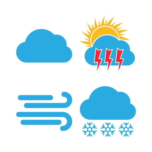 Satz von vier bunten Wettersymbolen — Stockvektor