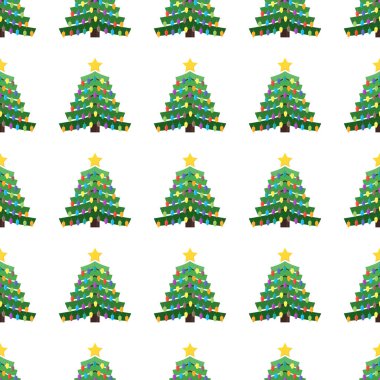 Noel topları ve üst'nda bir yıldız ile Noel ağacı ile Seamless modeli