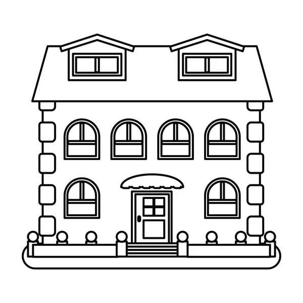 Casa em estilo linha fina no fundo branco — Vetor de Stock