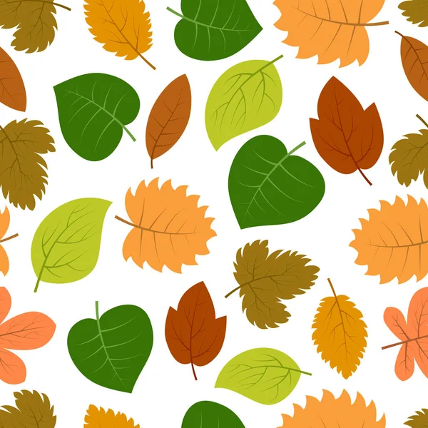Бесшовный узор с осенними листьями — стоковый вектор