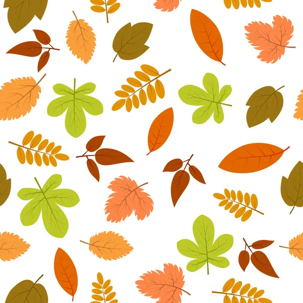 Бесшовный узор с осенними листьями — стоковый вектор