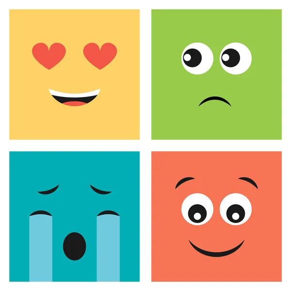 Set of four colorful emoticons with emoji faces — Stock Vector