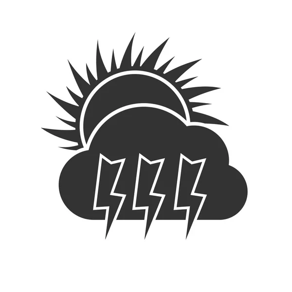 Sunny day thunderstorm weather Dark Icon on white background — Stock Vector