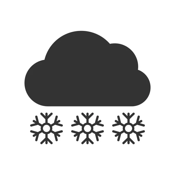 Dunkle Wolke mit Schneefall-Symbol auf weißem Hintergrund — Stockvektor