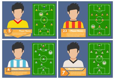 Nerede oynamak alan üzerinde bir pozisyon ile dört futbol oyuncular set