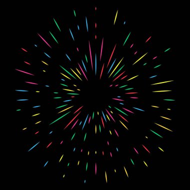 Gece arka plan üzerinde renkli tatil havai fişek