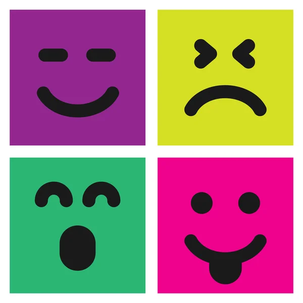 Conjunto de quatro emoticons coloridos com rostos emoji — Vetor de Stock