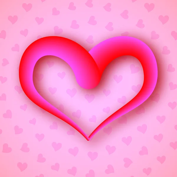 Grote rood hart op een roze achtergrond — Stockvector