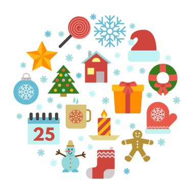 Kar taneleri ile Noel Icons set