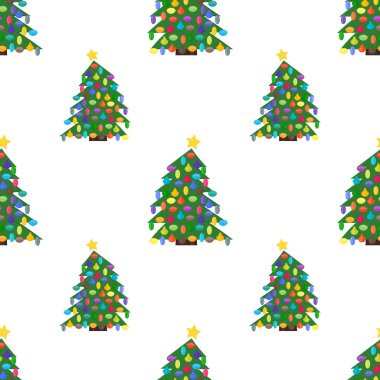 Noel topları ile Noel ağacı ile Seamless modeli