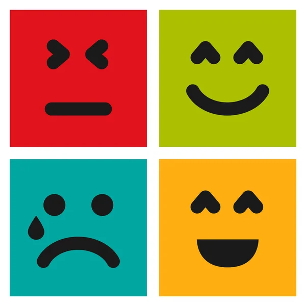 Набір з чотирьох барвистих емоційок з емодзі обличчями — стоковий вектор