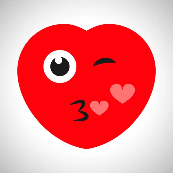 Cartoon red heart with emotions