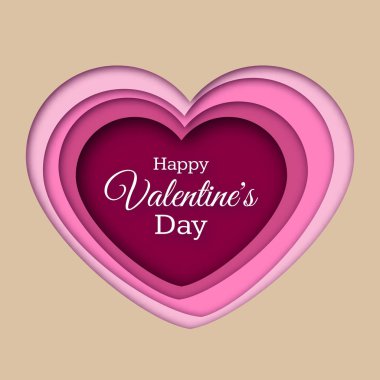 Kalp, mutlu Sevgililer günü kağıt kesme