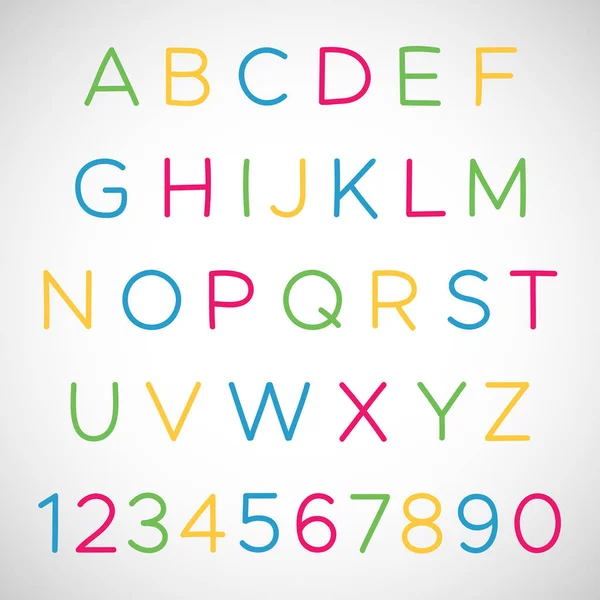 Buchstaben und Zahlen des lateinischen Alphabets — Stockvektor
