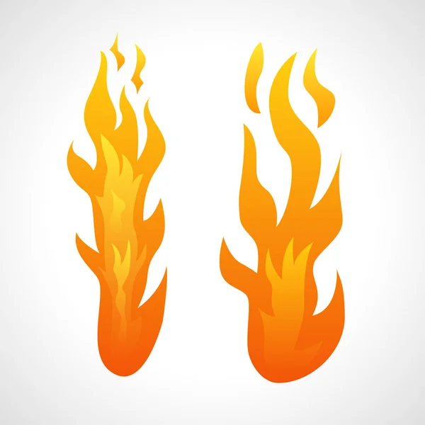 Dva plameny ohně izolovaných na bílém pozadí. — Stockový vektor