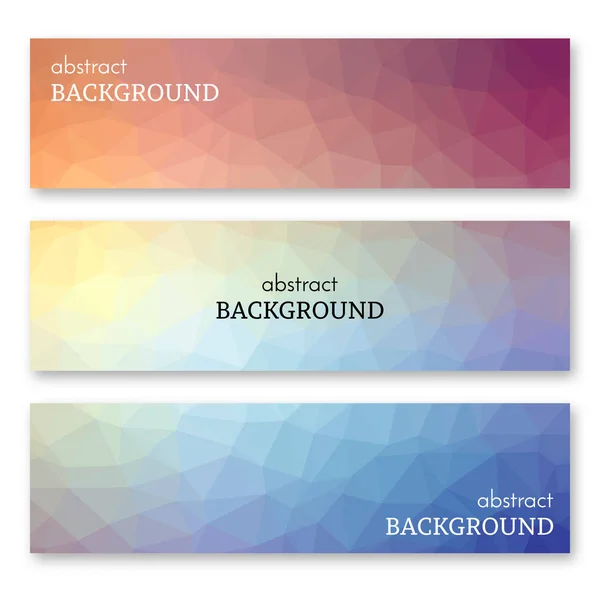 Set of three banners in low poly art style — Stock Vector