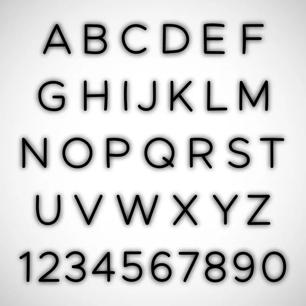 Buchstaben und Zahlen des lateinischen Alphabets — Stockvektor