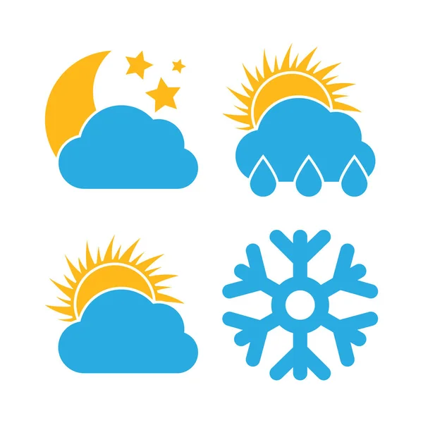 Набор из четырех разноцветных иконок погоды — стоковый вектор