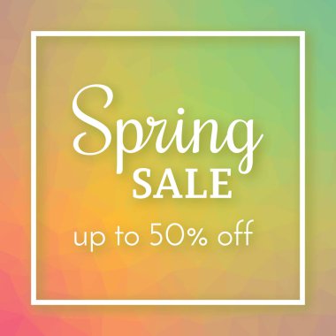 Poligonal arka plan bahar satışı büyük başlığı