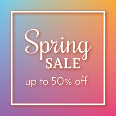 Renkli arka plan üzerinde bahar satışı büyük başlığı