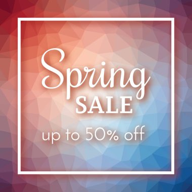 Poligonal arka plan bahar satışı büyük başlığı