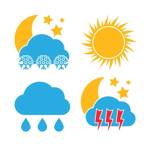 Set of four Multicolored Weather Icons — Stock Vector