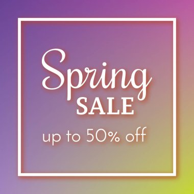 Renkli arka plan üzerinde bahar satışı büyük başlığı