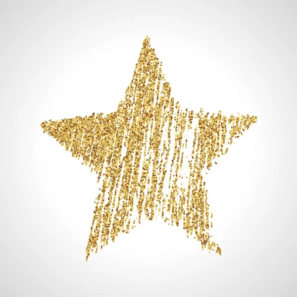 Estrela desenhada à mão com efeito de brilho dourado — Vetor de Stock
