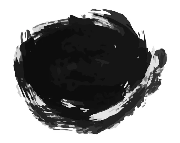 Mancha de tinta preta desenhada à mão — Vetor de Stock