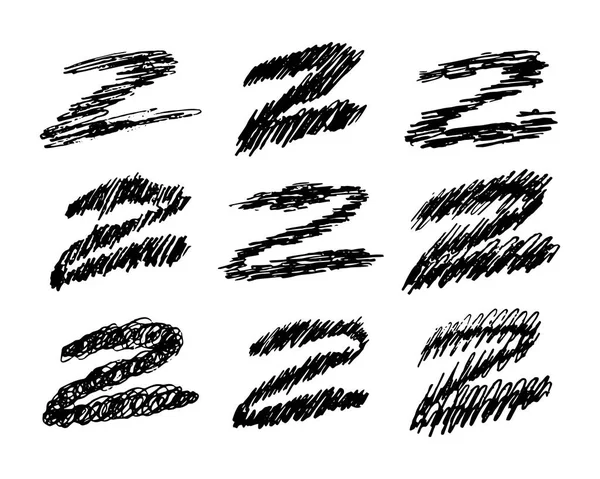 El çizilmiş kalem karalama Zigzages — Stok Vektör