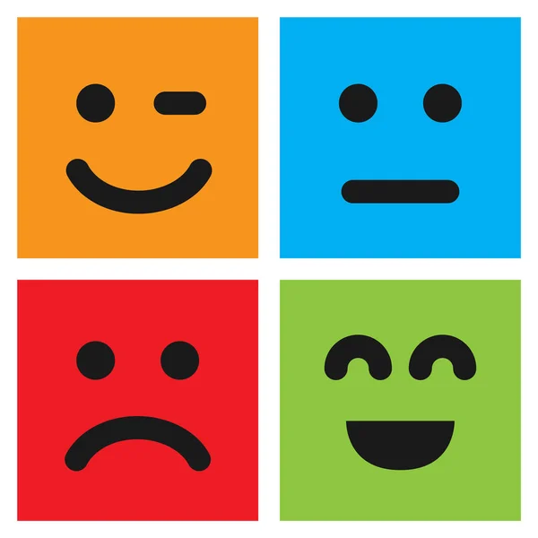 Набір з чотирьох барвистих емоційок з емодзі обличчями — стоковий вектор